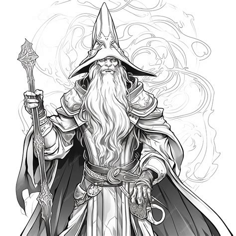 Premium AI Image | a drawing of a wizard with a staff and a staff ...