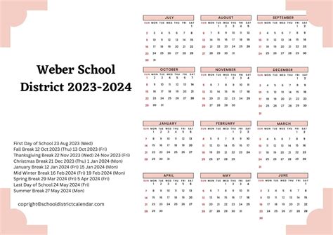 Weber School District Calendar Holidays 2023-2024