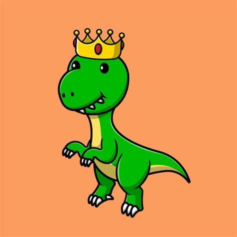 Premium Vector | Cute dino king cartoon vector icon illustration