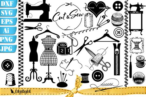 Sewing Silhouettes Clipart Graphic by CatgoDigital · Creative Fabrica