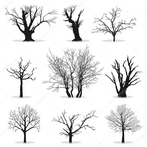 Collection de silhouettes d'arbres — Illustration #9133729 Pencil Drawings, Art Drawings ...