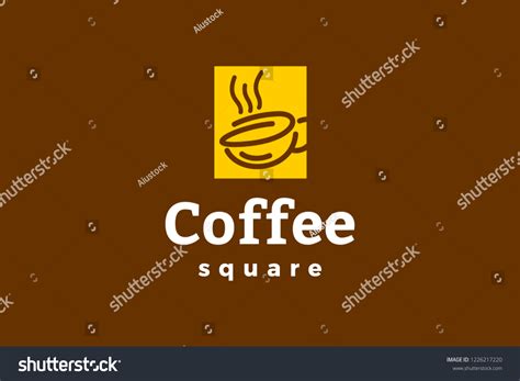 Coffee Square Logo Template Type Line Stock Vector (Royalty Free ...