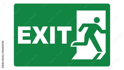 Emergency exit or fire exit sign vector design. Green emergency exit ...