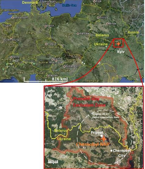 1 Map of Europe and the Chernobyl exclusion zone. Chernobyl nuclear... | Download Scientific Diagram