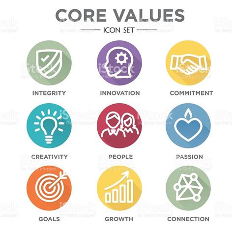 Company Core Values Outline Icons Stock Vector Art & More ... | Company ...