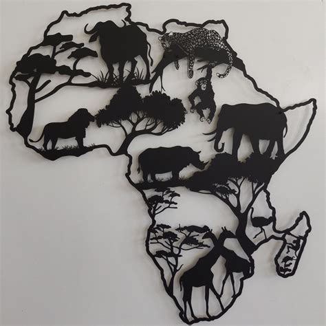 Metal Wall Decor Animals Wall Art Metal Africa Map Décor - Etsy