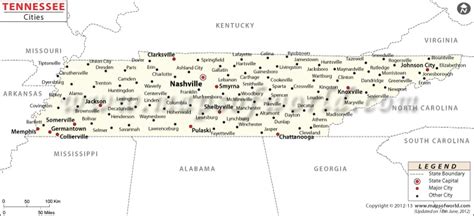 Cities in Tennessee, Tennessee Cities Map