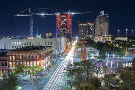 Downtown San Antonio, TX at Night Editorial Photography - Image of lights, bold: 78847642