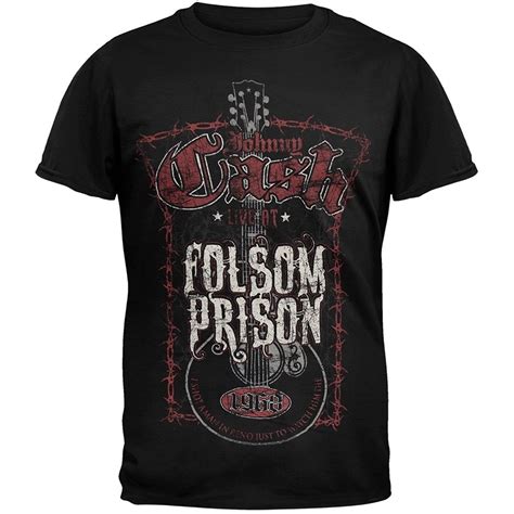 Mens Summer Johnny Cash Folsom Prison Black T Shirt