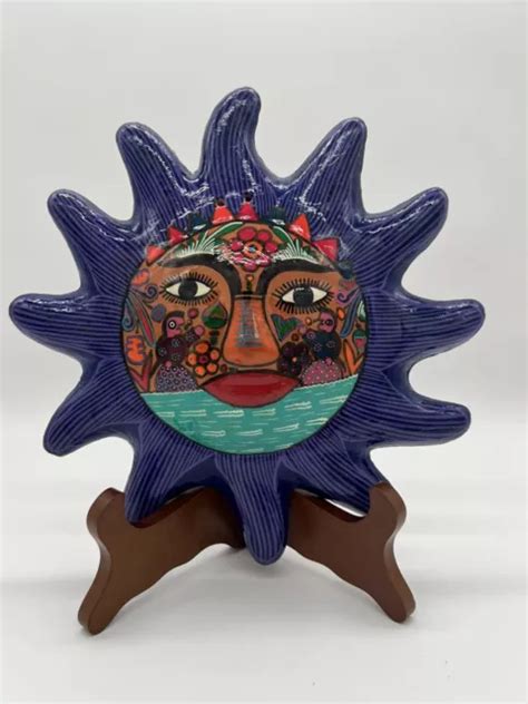 VINTAGE MEXICAN TALAVERA TERRACOTTA POTTERY SUN FACE WALL ART HANGING $29.95 - PicClick