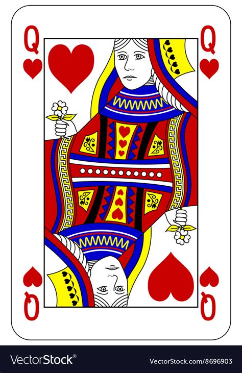 Poker playing card queen heart Royalty Free Vector Image