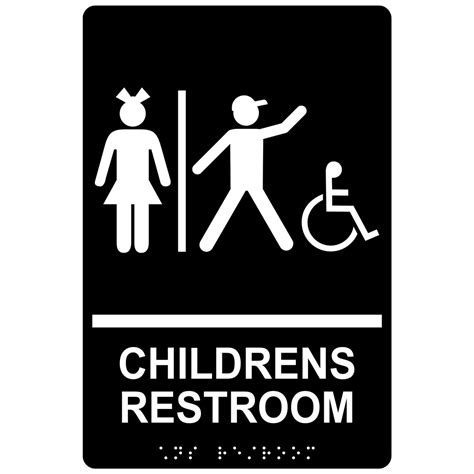 ADA Childrens Restroom Braille Sign RRE-14782_WHTonBLK Restrooms