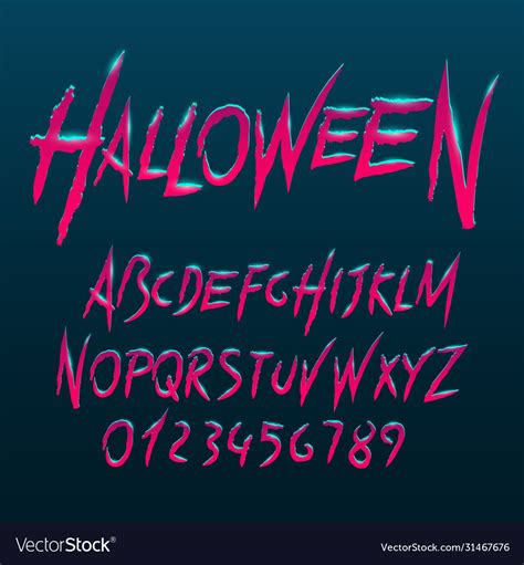 Halloween font letters and numbers Royalty Free Vector Image