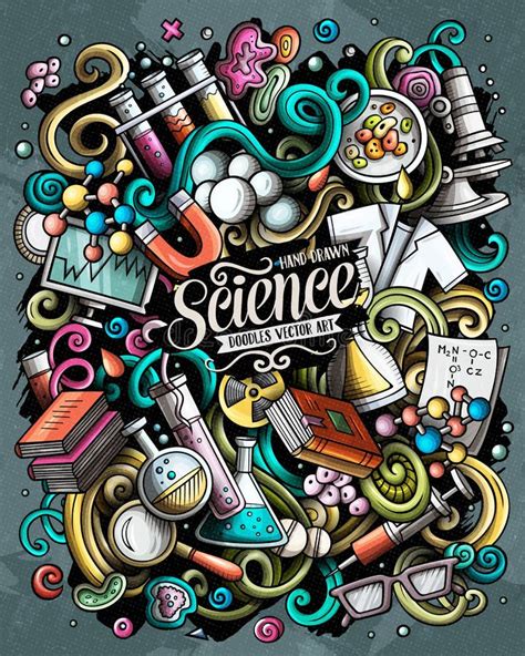 Science Hand Drawn Vector Doodles Illustration. Poster Design Stock Vector - Illustration of ...