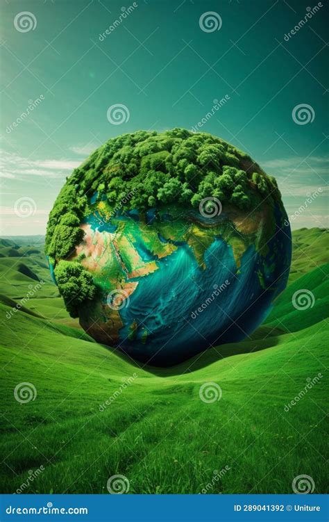 Green planet - Earth stock illustration. Illustration of lush - 289041392