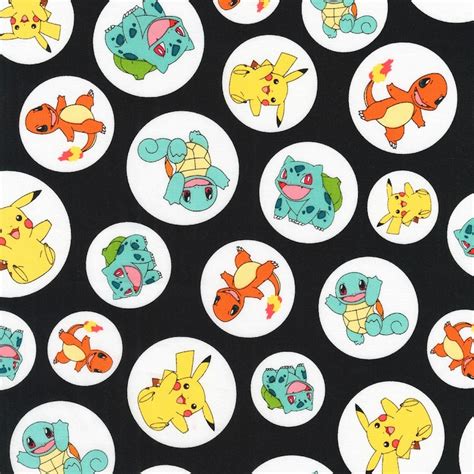 Pokemon Fabric by the Yard Pokemon Character Circles on | Etsy