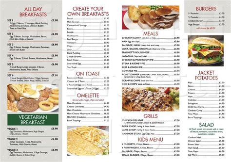 Menu at J.K's Café cafe, Gravesend