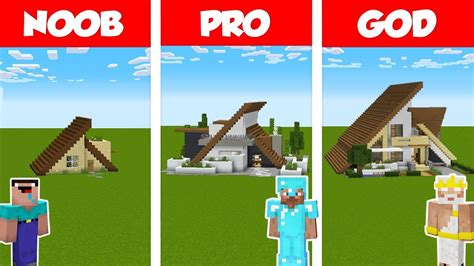 Minecraft NOOB vs PRO vs GOD: MODERN A-FRAME HOUSE BUILD CHALLENGE in Minecraft / Animation ...