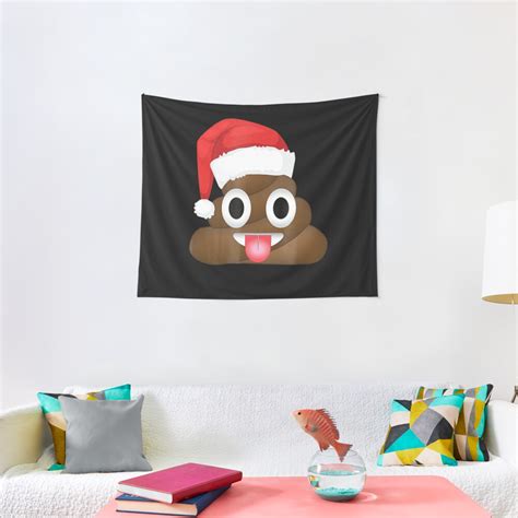 "Christmas poop emoji holiday poop emoji santa" Tapestry by ...