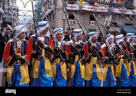 Moros y Cristianos festival Entrance of the Moors Alcoy Alicante Spain 2003 Stock Photo - Alamy