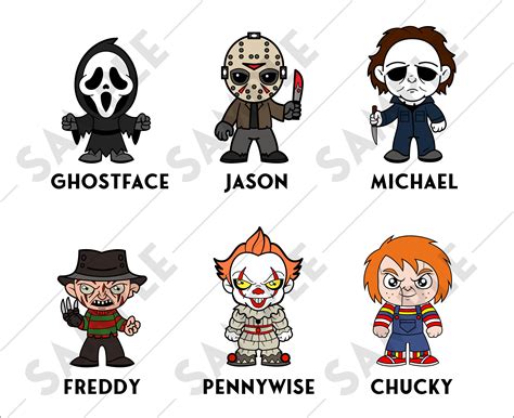 Halloween, Horror Movie Killers, Chibi Characters, Scream, Jason Voorhees, Michael Myers, Freddy ...