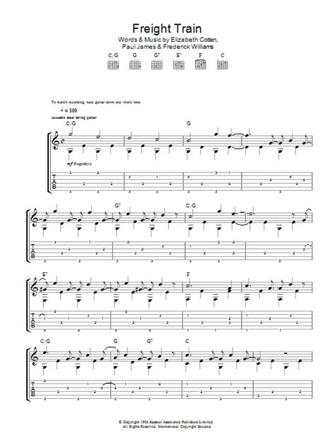 Freight Train by Elizabeth Cotten Sheet Music for Guitar Tab at Sheet Music Direct