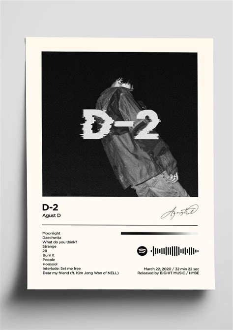 Agust D 'D-2' Album Art Tracklist Poster – The Indie Planet