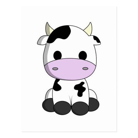 Cute baby cow cartoon postcard | Zazzle.com | Cute baby cow, Cute little drawings, Cute cartoon ...