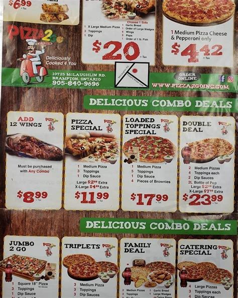 Pizza 2 Go menu in Brampton, Ontario, Canada