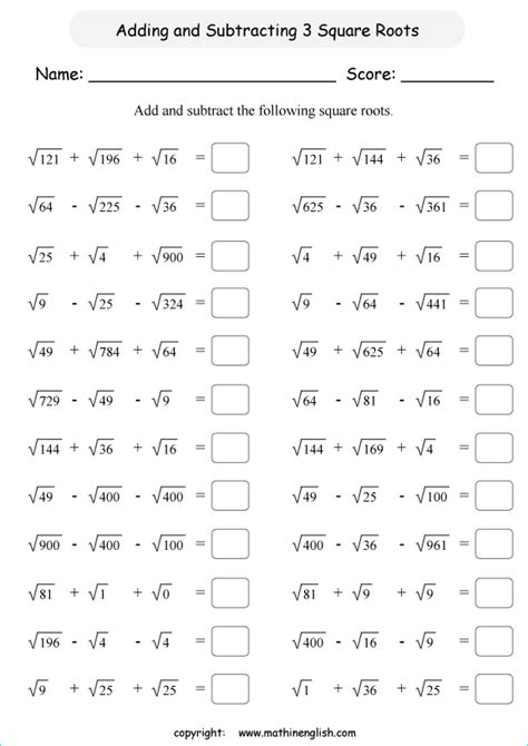 Multiplying Square Roots Worksheet - Worksheets Library