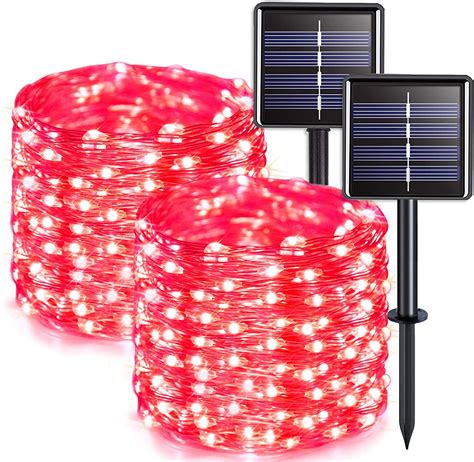 Solar Halloween Lights,2 Pack 33ft 100 LED Purple Solar Lights Outdoor Waterproof 8 Modes Solar ...