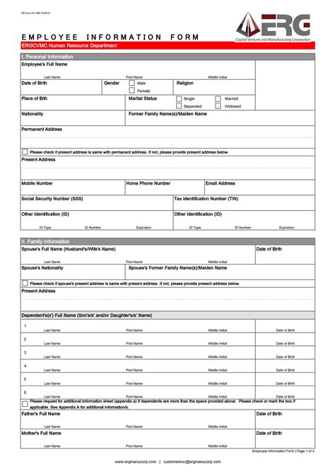 Employee Information Template