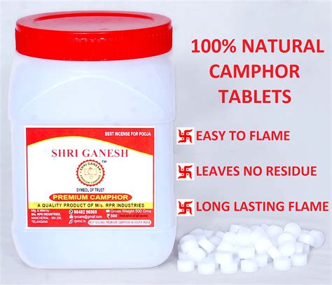 Buy 100 Natural Camphor Tablets for Pooja and Meditation - 500g Jar ...