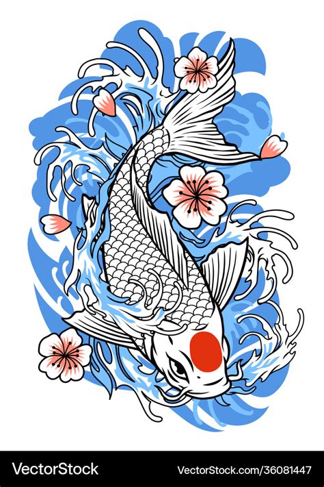 Tattoo design koi fish in vintage style Royalty Free Vector