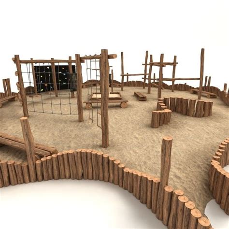 wooden playground 3d obj - Small Wooden Playground... by mellow box ...