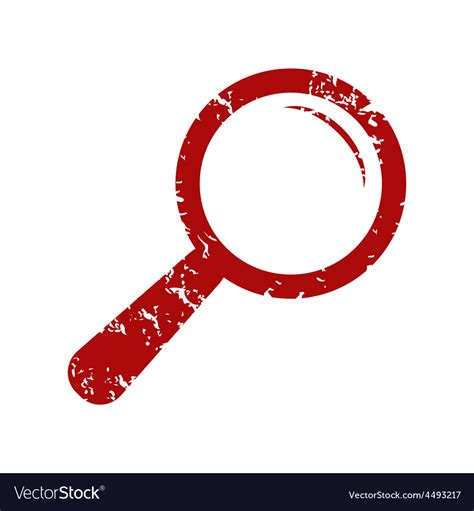 Red grunge magnifying glass logo Royalty Free Vector Image