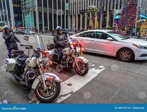 NYPD Highway Patrol Officers And Motorcycles On The Coney Island Beach ...