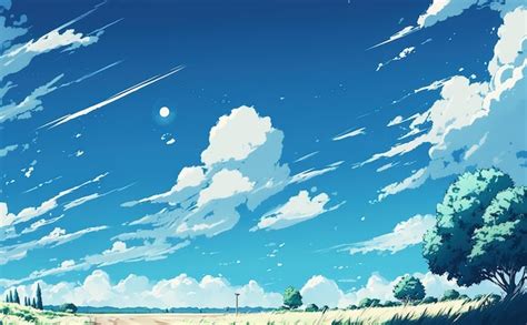 Premium Photo | Clear blue sky background anime style