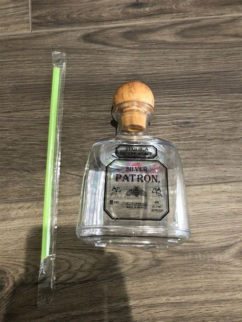 Patron Tequila Plastic Replica Bottle Drinking Cup/vessel With Straw 375ML Size | #1991942516