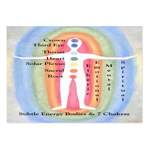 Card Chart for Subtle Energy Bodies & 7 Chakras Large Business Cards ...