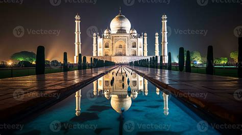 Night view of The Taj Mahal. Generative AI 34248174 Stock Photo at Vecteezy