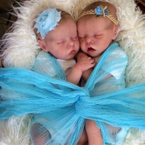 17'' Real Lifelike Twins Sister Amy and May Sleeping Reborn Baby Doll ...