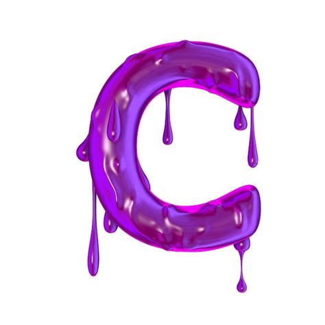 Premium Photo | Purple dripping slime halloween capital letter c 3d render