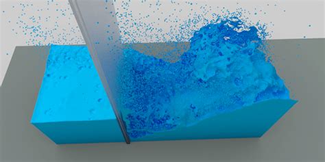 A breaking dam collides with a board (1.18M particles). (a) Only few... | Download Scientific ...