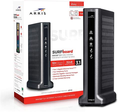 ARRIS SURFboard T25 DOCSIS 3.1 Gigabit Cable Modem, Certified for Xfinity Internet & Voice ...