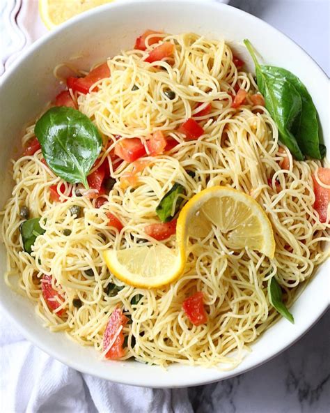 Lemon Capellini Pasta Salad - Ambers Kitchen Cooks