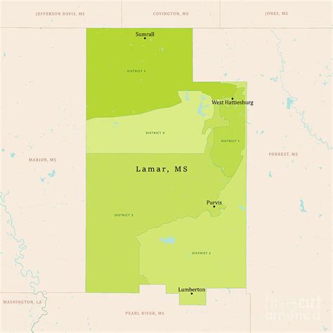 MS Lamar County Vector Map Green Digital Art by Frank Ramspott - Fine Art America