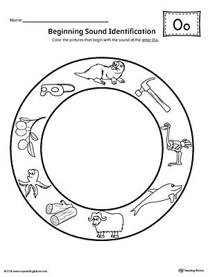 Short Letter O Beginning Sound Color Pictures Worksheet | MyTeachingStation.com