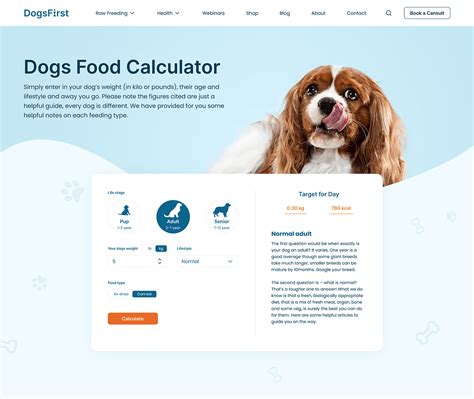 Dog food calculator :: Behance