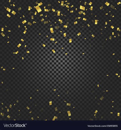 Gold confetti falling and ribbons on black Vector Image